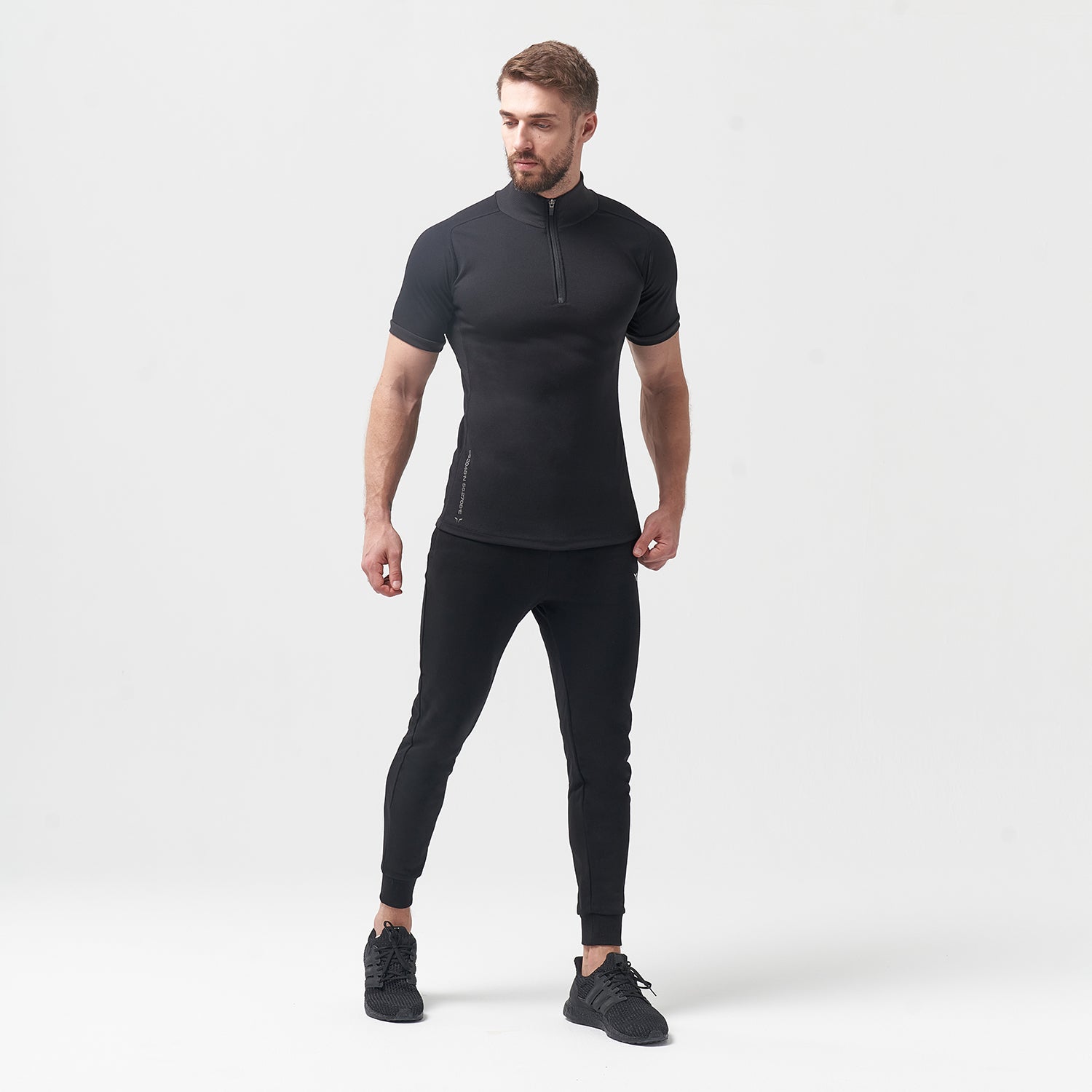 squatwolf-gym-wear-code-zip-up-tee-black-workout-shirts-for-men