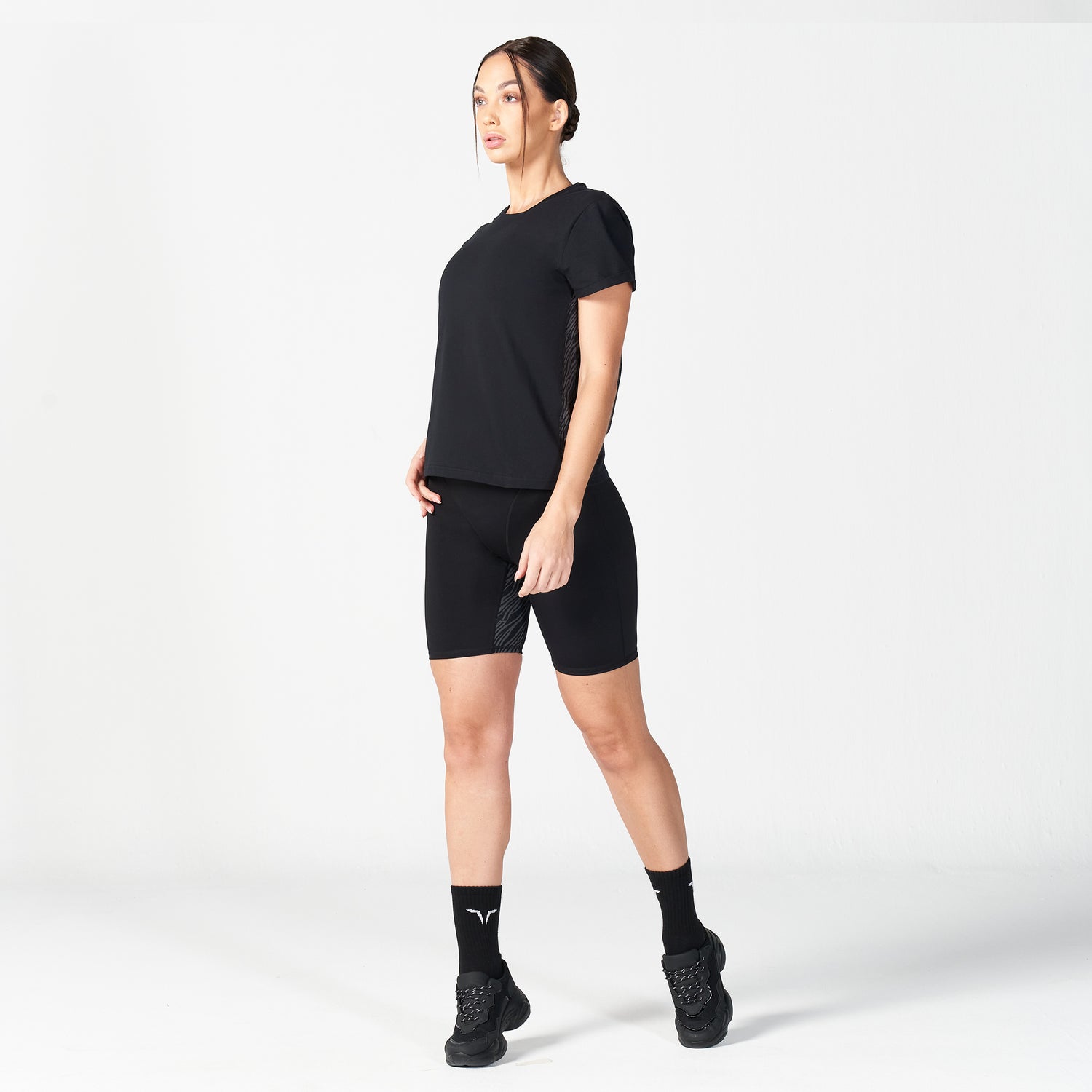 CA, Core Wild Panel Relaxed Tee - Black, Workout Shirts Women