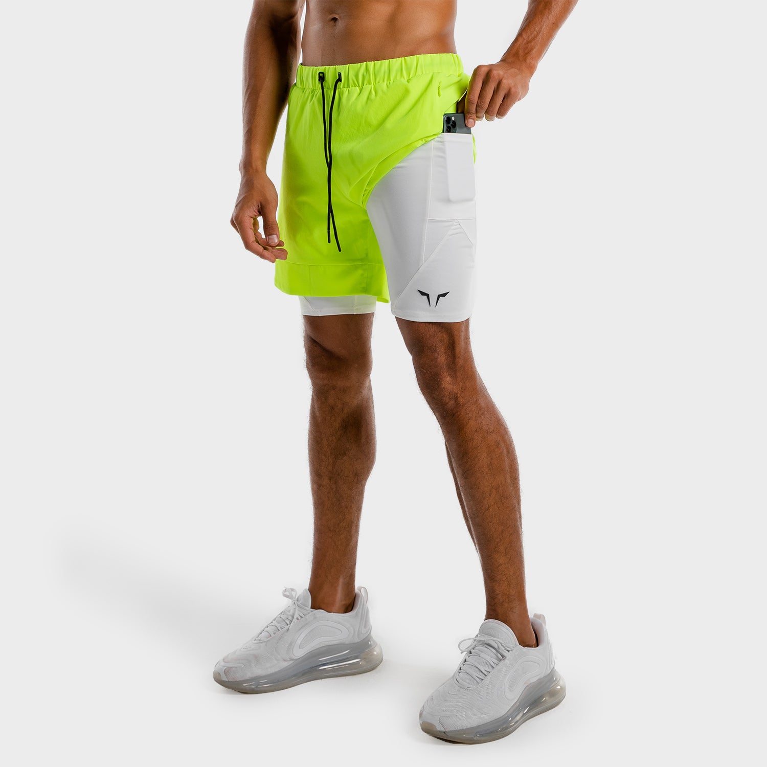 Limitless 2-in-1 Shorts - Neon And White | Gym Shorts Men | SQUATWOLF