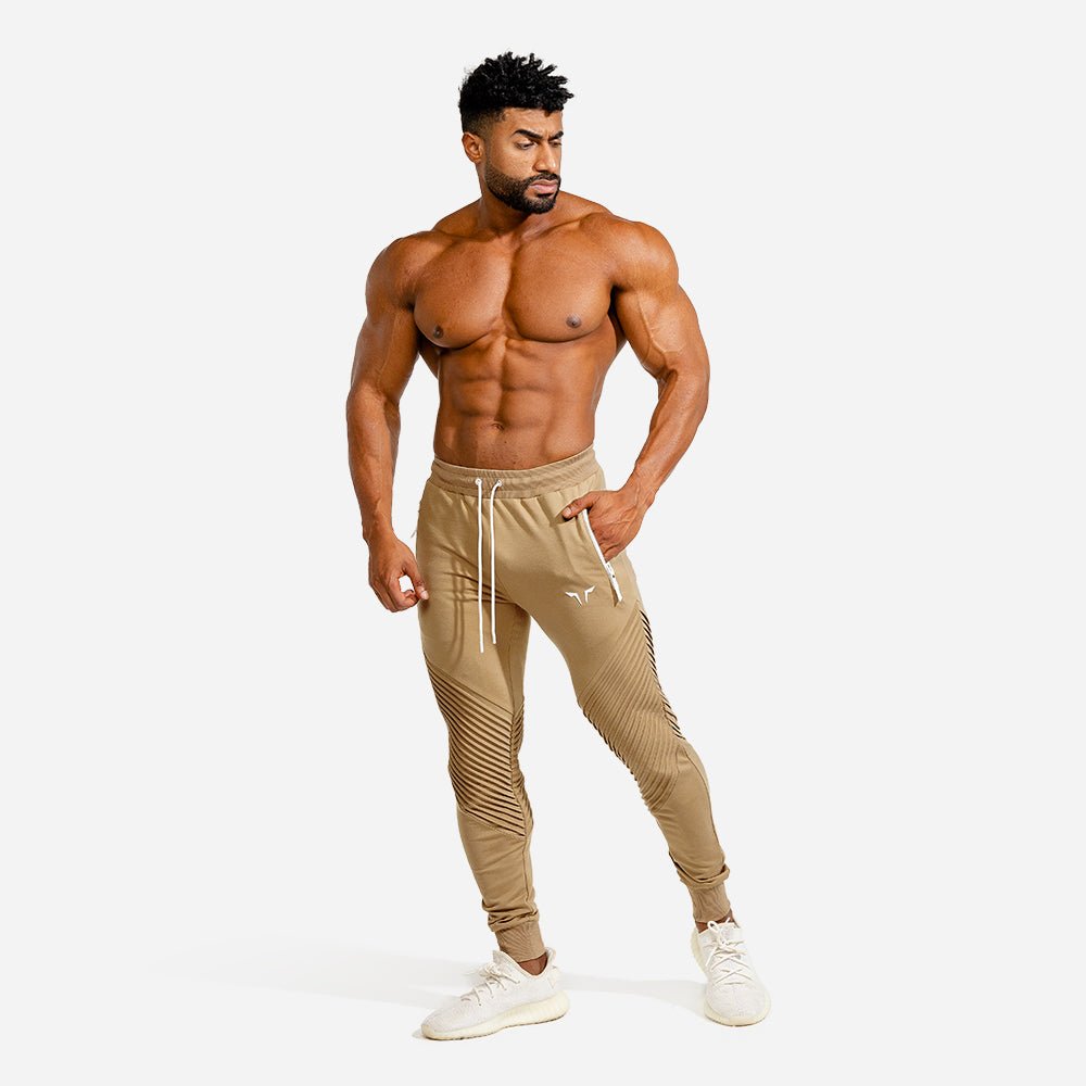 FR | Statement Ribbed Joggers - Nude | Gym Jogger Men | SQUATWOLF