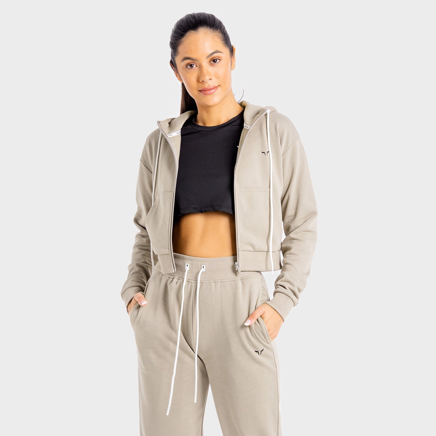 squatwolf-gym-hoodies-women-core-zip-up-taupe-workout-clothes