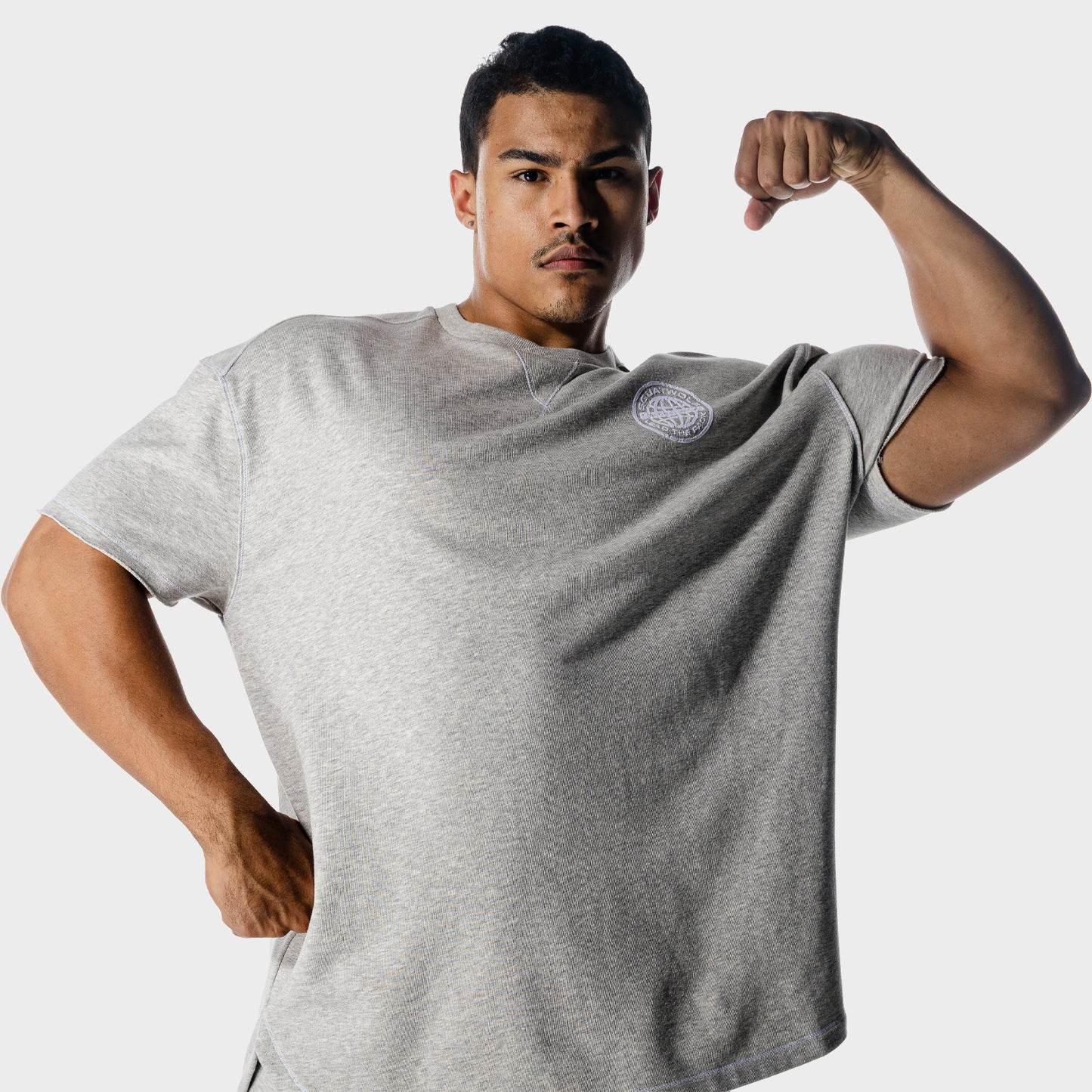 squatwolf-gym-t-shirts-golden-era-oversized-crew-t-shirt-light-grey-marl-workout-clothes-for-men