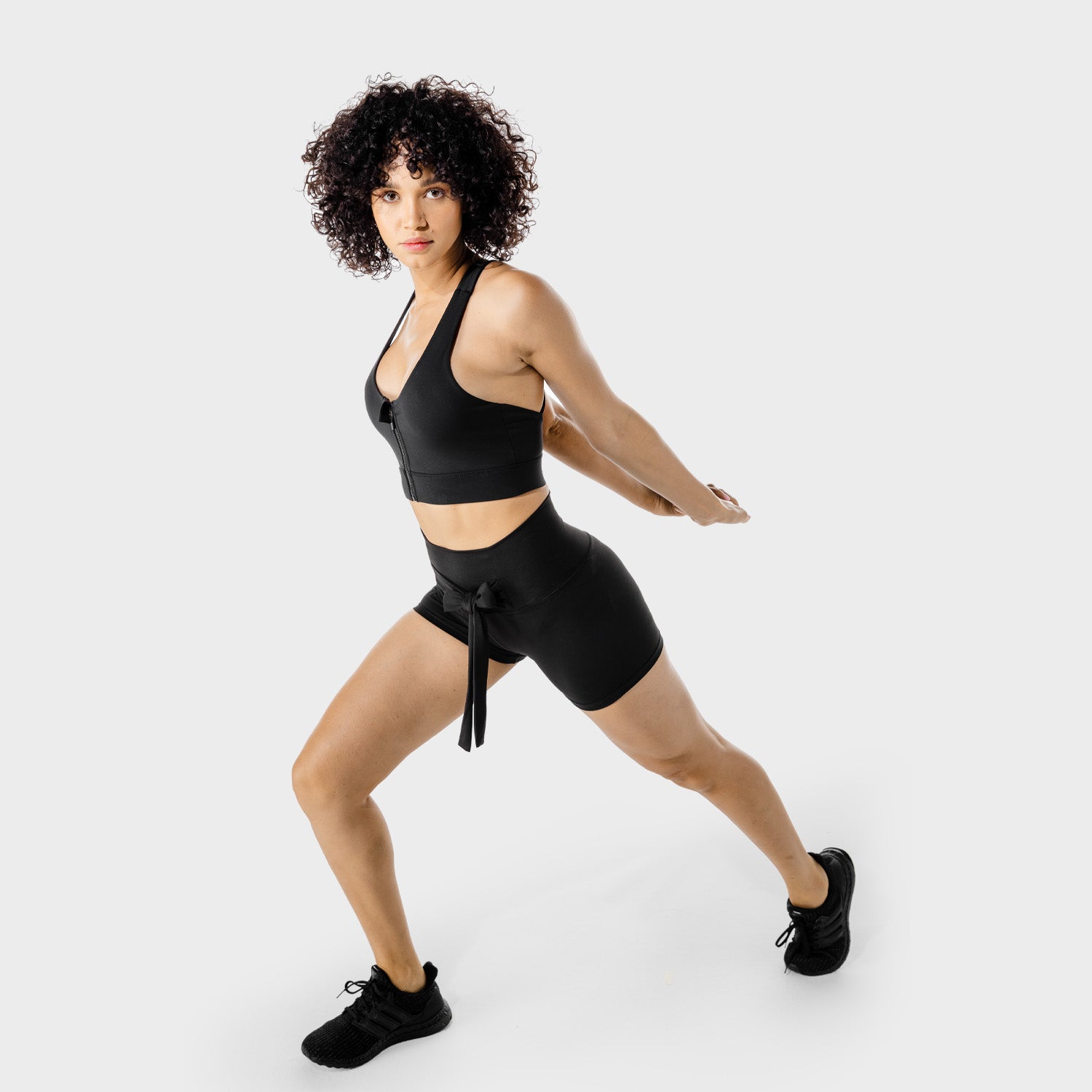 AE, Women's Fitness - Tie Shorts - Black, Workout Shorts Women