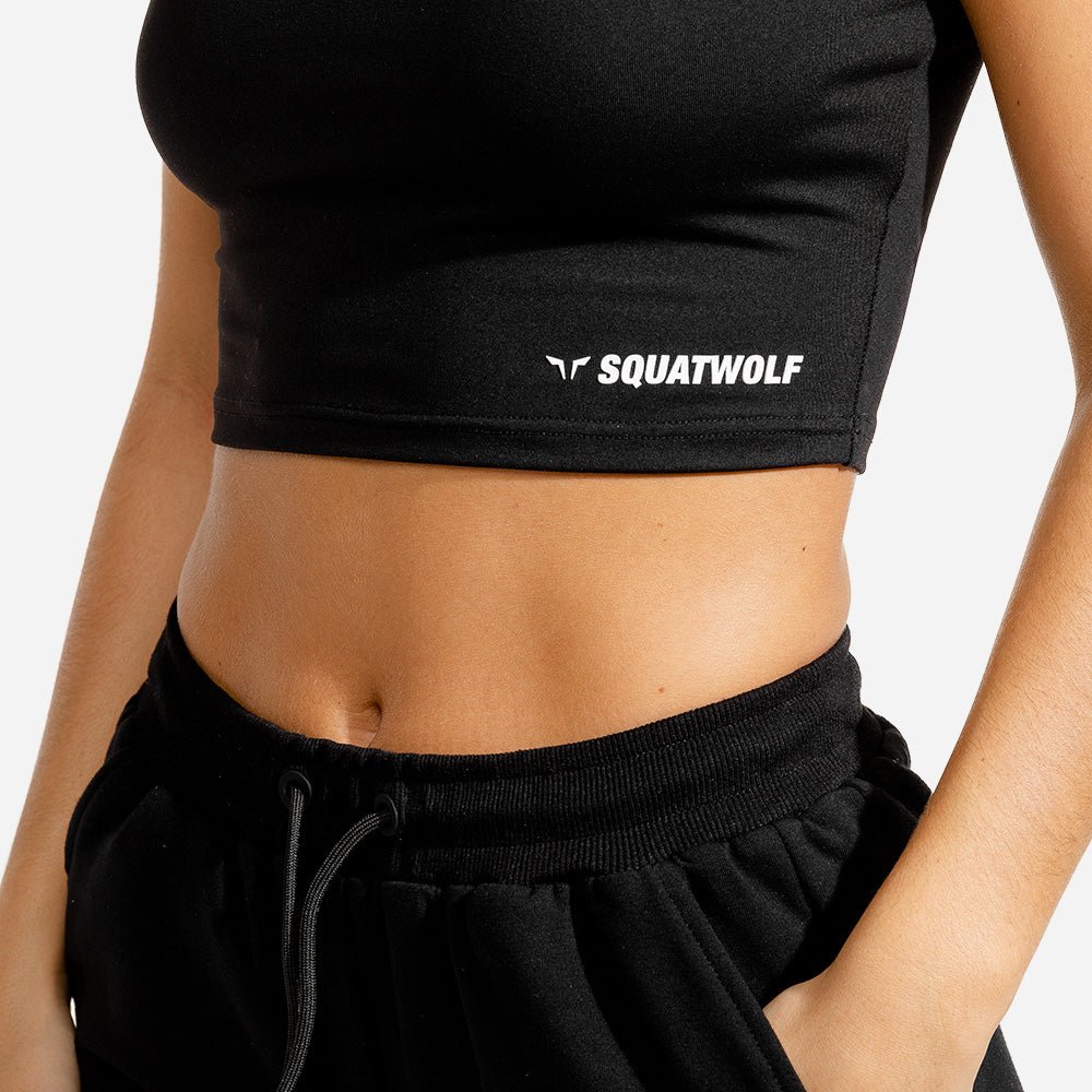 squatwolf-gym-t-shirts-for-women-warrior-crop-tee-half-sleeves-black-workout-clothes