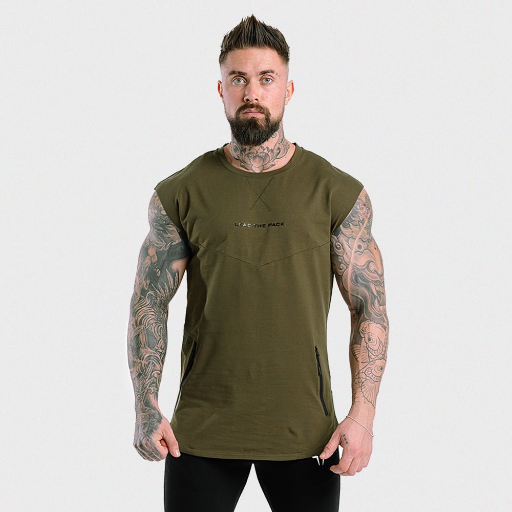 squatwolf-gym-wear-statement-drop-shoulder-top-green-workout-tops-for-men