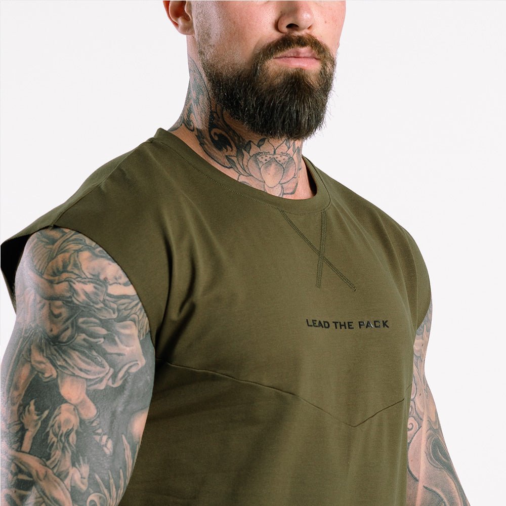 squatwolf-gym-wear-statement-drop-shoulder-top-green-workout-tops-for-men