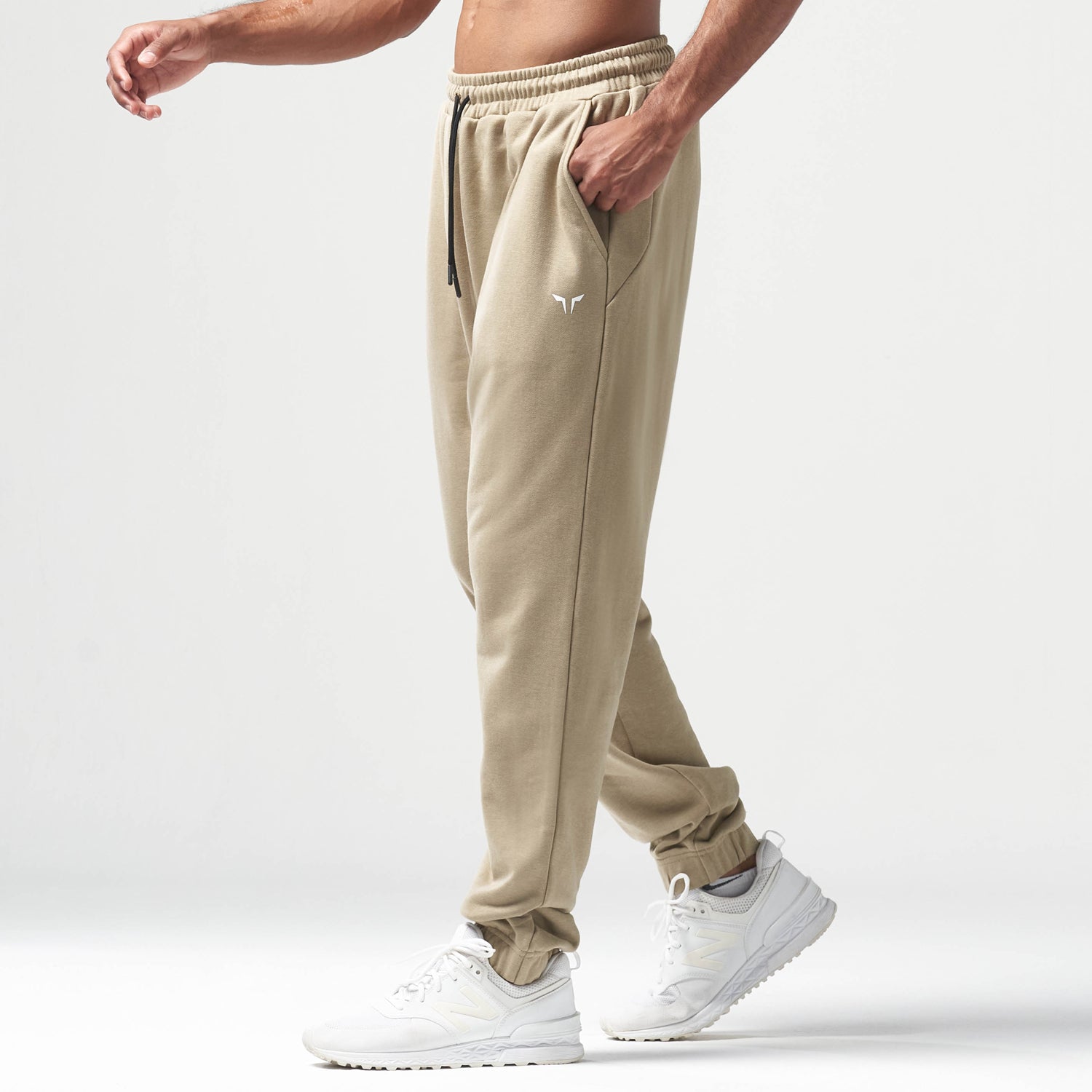 Men's Khaki Sand Slim Fit Gym Fitness Athletic Joggers Sweatpants