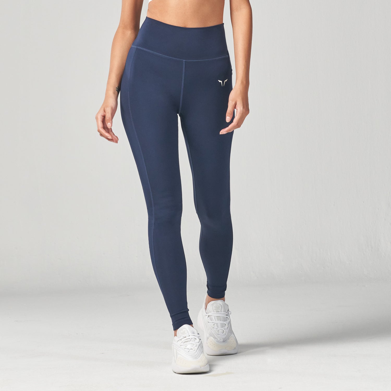 Tapered Band Essential Solid Highwaist Leggings in Navy
