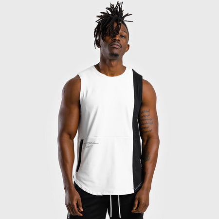 NA | HYPE Tank -White with Black Panel | Gym Tanks Men | SQUATWOLF