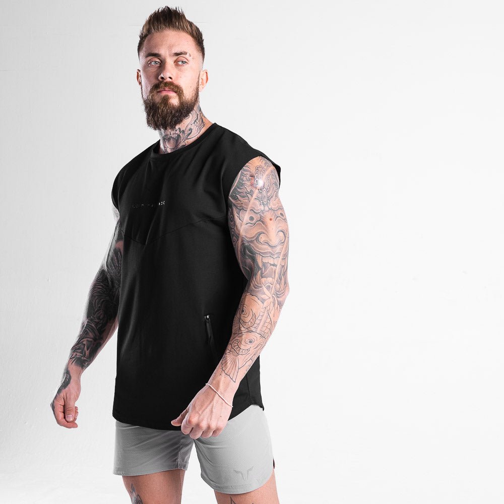 squatwolf-gym-wear-statement-drop-shoulder-top-black-workout-tops-for-men