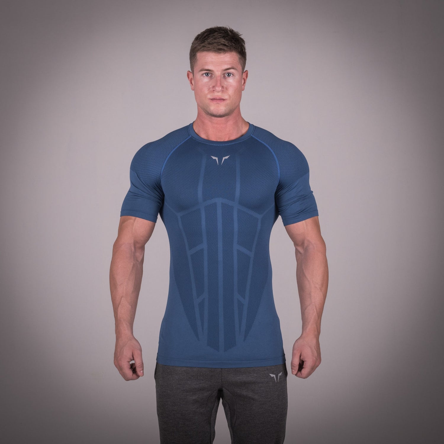 squatwolf-gym-wear-seamless-spyder-tee-blue-workout-t-shirts-for-men