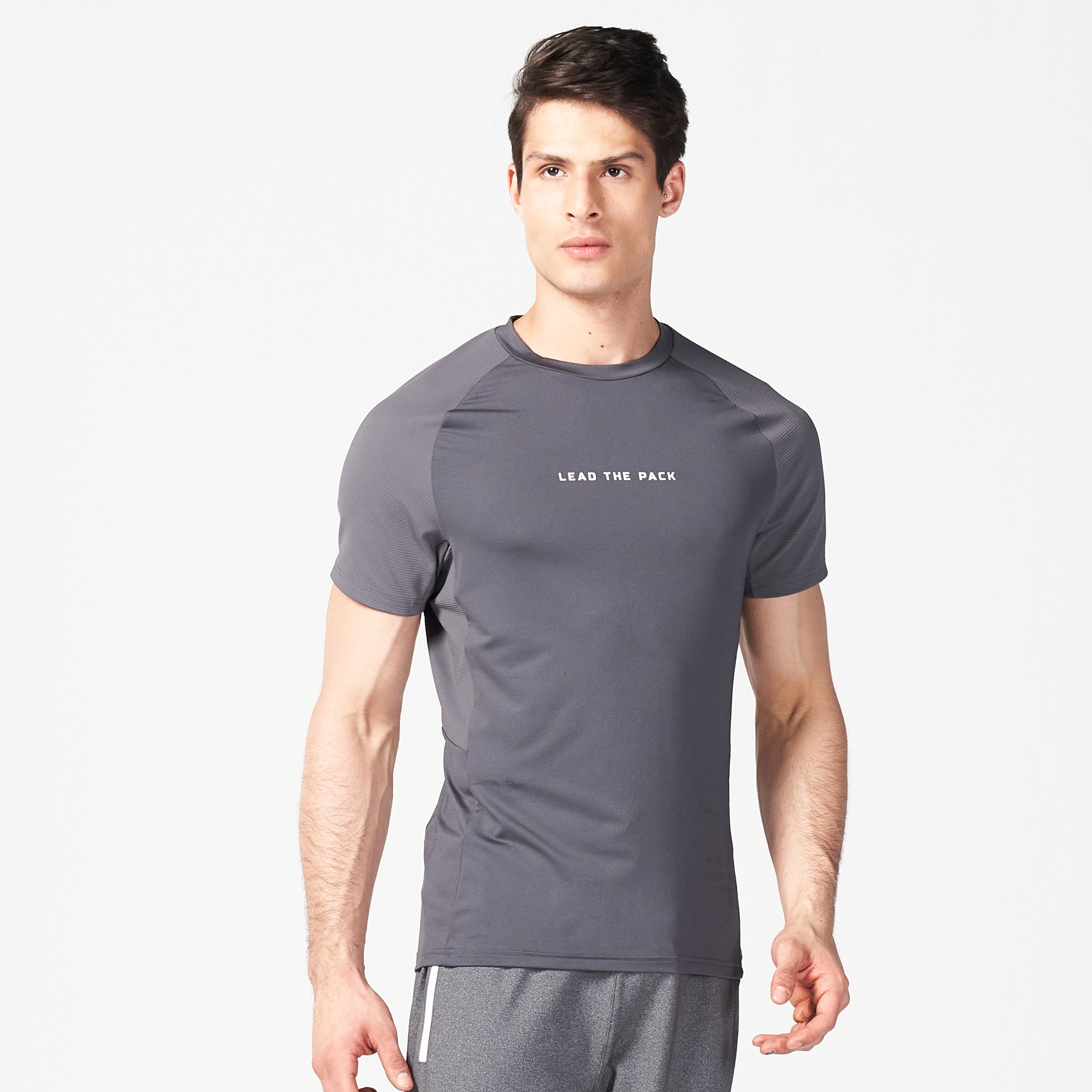 AE | Statement Ribbed Tech Tee - Asphalt | Gym T-Shirts Men | SQUATWOLF